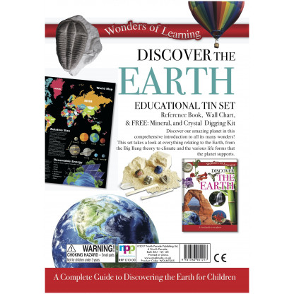 5706 1 Discover Earth Science kit includes an illustrated book, wall chart and mineral and crystal excavation kit.