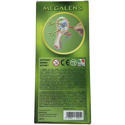 7020 7 scaled Megalens is a magnifying lens containing a second high-powered magnifier, the handle opens to make a stand.