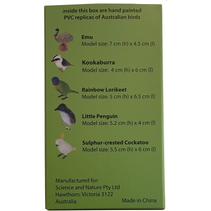 75475 6 Birds box is a set of 5 Australian birds. Now packed in a recyclable cardboard box.