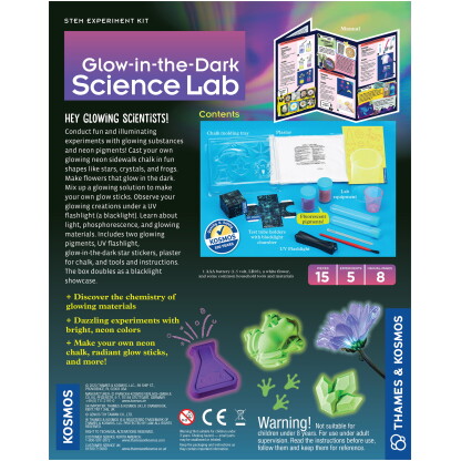 550033 1 <strong>Neon Glow Lights</strong> science kit allows you to conduct fun and illuminating experiments with glowing substances and neon pigments!