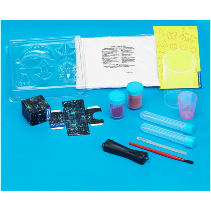550033 2 <strong>Neon Glow Lights</strong> science kit allows you to conduct fun and illuminating experiments with glowing substances and neon pigments!