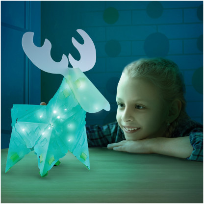 888002 2 <strong>Magical Moose & Forest Friends</strong> includes 35 Creatto pieces, a string of 20 LED lights, and assembly instructions to build a moose, beetle, dinosaur, and tree, but the possibilities are limited only by your imagination! What will you create?
