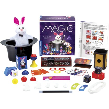 680282 magichat fullkit scaled 1 With the <strong>magic hat</strong> and rabbit puppet, as well as more than 40 other magic props, kids as young as six years old can learn and perform 35 magic tricks.