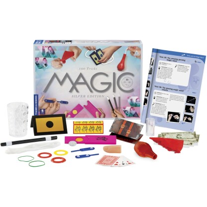 698225 magicsilver contents 1 scaled 1 Master the magical arts! With this extensive collection of magic props, you can easily learn, practice, and perform 100 incredible magic tricks and illusions to astonish spectators.​​​​​​​