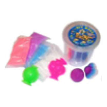5019 2 Kit contains two ball moulds and four coloured powder sachets. Simply add water, allow to set and: magic - a hi-bounce ball.