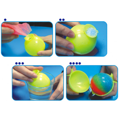 5019 4 Kit contains two ball moulds and four coloured powder sachets. Simply add water, allow to set and: magic - a hi-bounce ball.