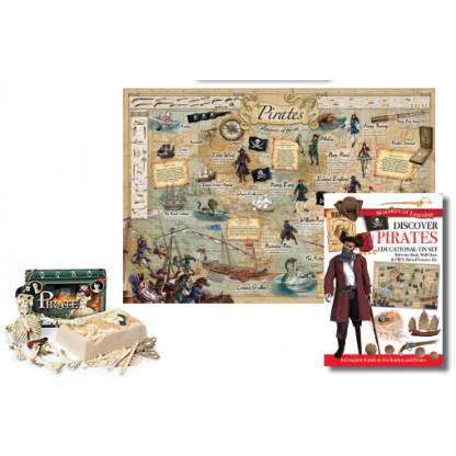 5702 3 Tin set includes illustrated book, wall chart and buried treasure excavation kit.