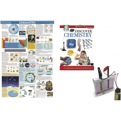 5722 1 Discover Chemistry educational tin set includes a 32 page reference book, wall chart and an Electrolysis in colour experiment kit.