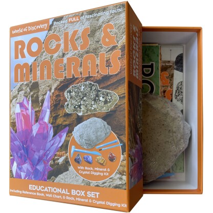 5737 2 1 scaled <span style="font-family: Verdana;">Rocks and Minerals Boxed set includes a fully illustrated book, wall chart and a Mineral and Crystal excavation kit.</span>