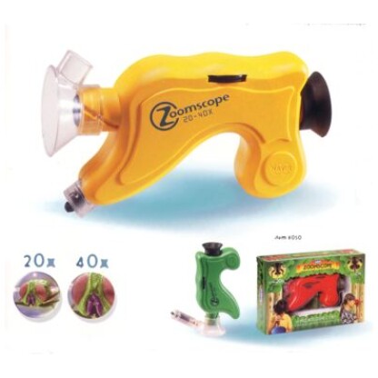 Zoomscope Zoomscope is a portable microscope with illuminating torch, zoom from 20 to 40 magnification.