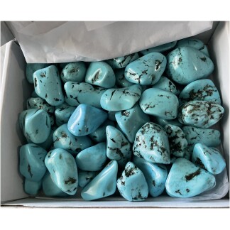 Turqurenite tumbled gemstones white box