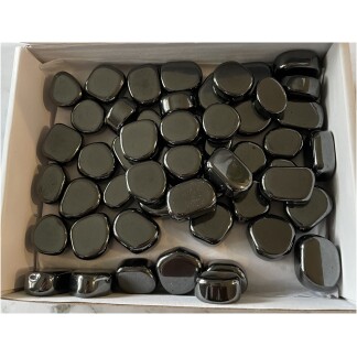 Hematite tumbled gemstones white box